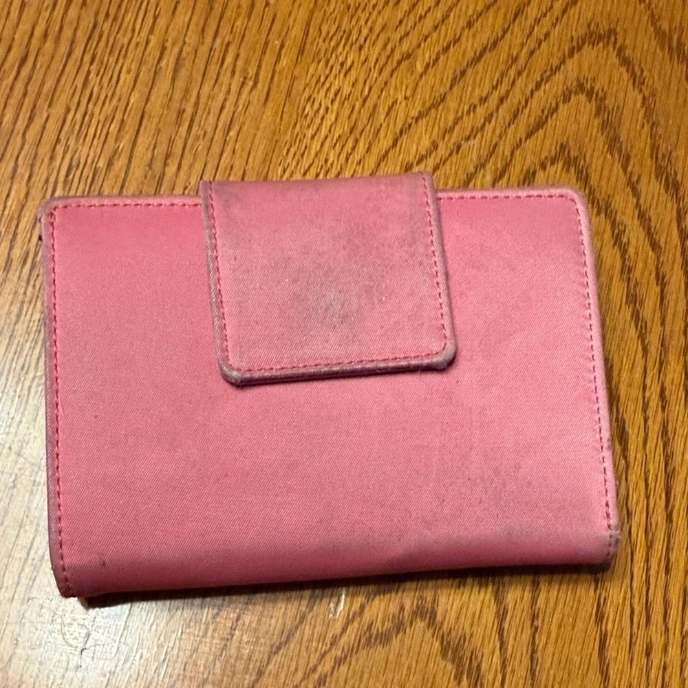 kate spade Pink Fold-Over Nylon Wallet with Logo Patch